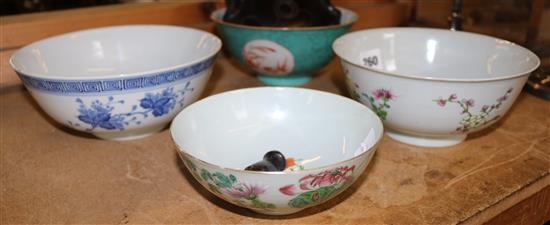Four Chinese porcelain bowls, c.1900